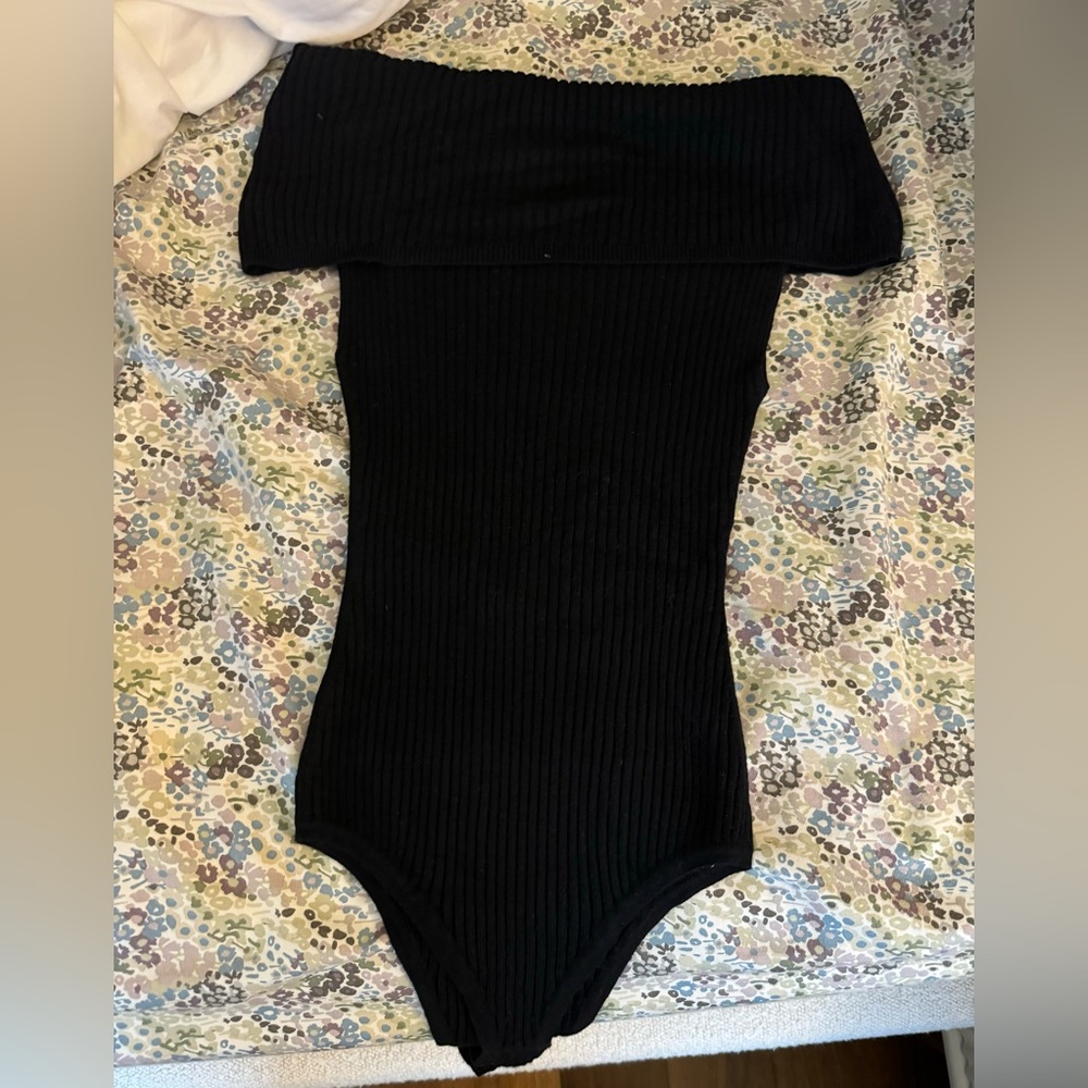Free People Off The Shoulder Knit Bodysuit - Black